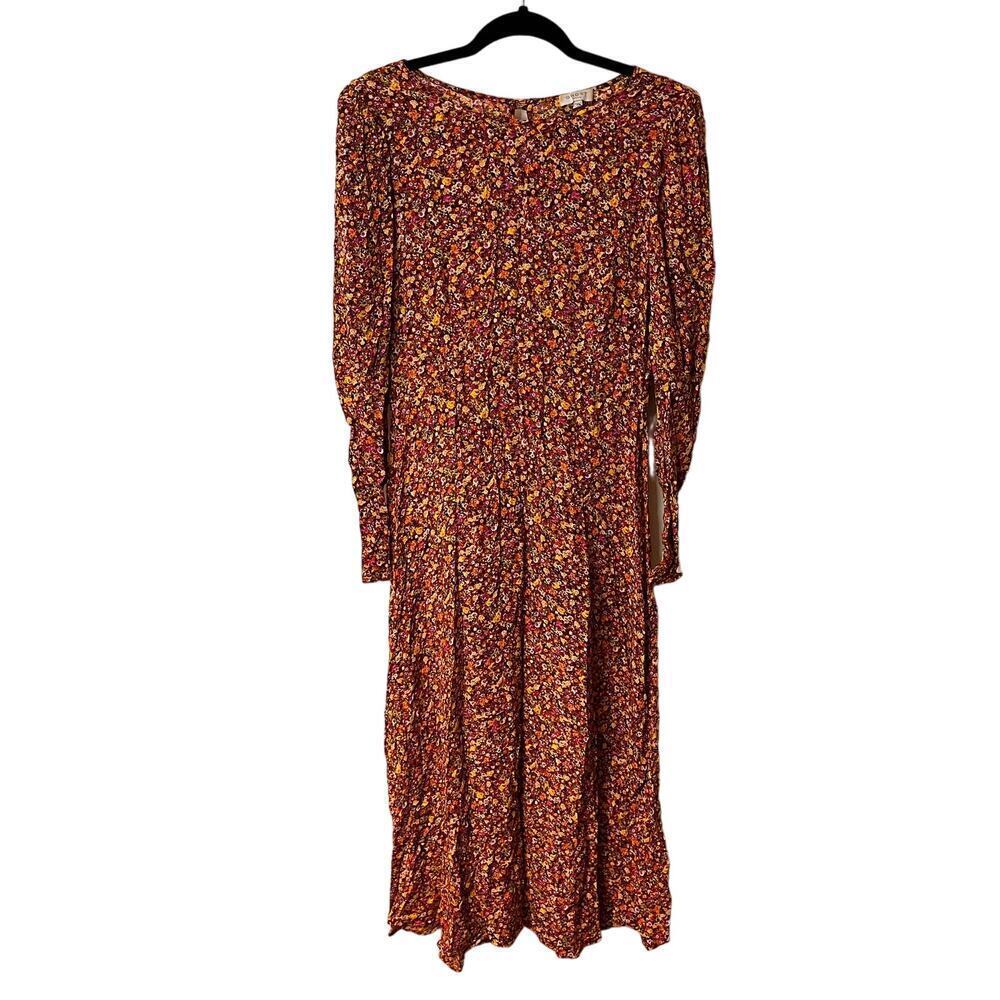 Ghost London Round Neckline Floral Josephine Midi Dress Size Medium